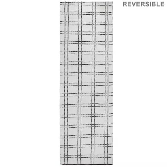 NWT Robert Stanley Home Collection Black & White Plaid Reversible Table Runner - Picture 2 of 3